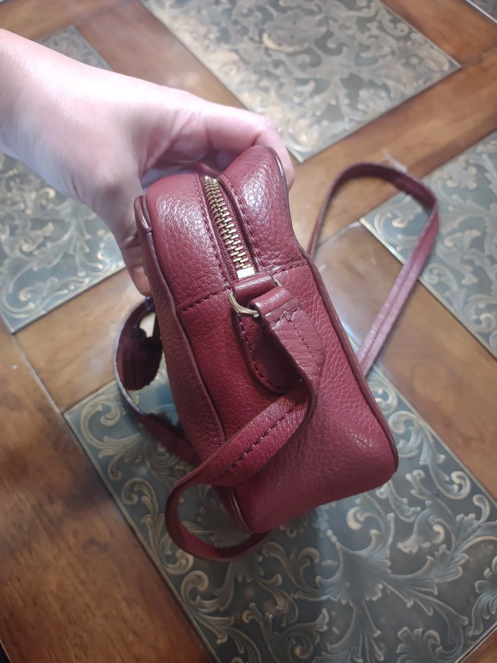 Kate Spade Pebbled Leather Crossbody Bag in Burgundy